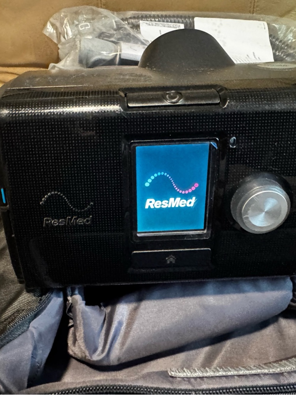 ResMed Travel CPAP Device in Black with Blue Display